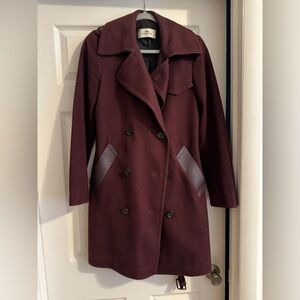 Burgundy wool peacoat COACH